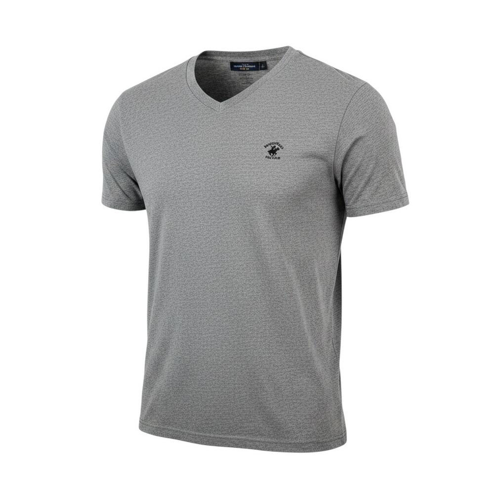 Beverly Hills Polo Club Mens Gray V Neck T Shirt XLT Short Sleeve Casual Tee